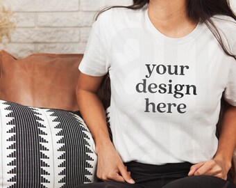 Bella Canvas 3001 Silver Shirt Mockup, Model Mockup, Silver T-Shirt Mockup, Silver Mockup, Silver Bella Canvas Flatlay, 3001 Silver Mockup
