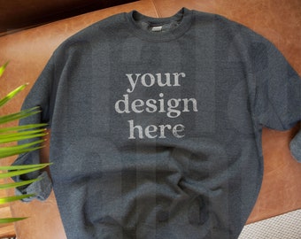 Gildan 18000 Mockup, Gildan Dark Heather Felpa Mockup, Felpa Mockup