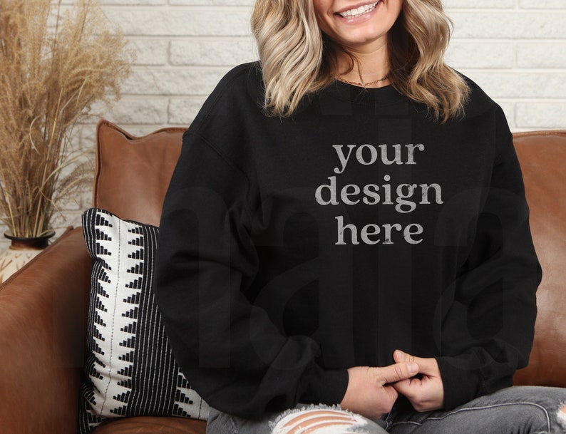 Download Gildan 18000 Mockup Gildan Black Sweatshirt Mockup | Etsy