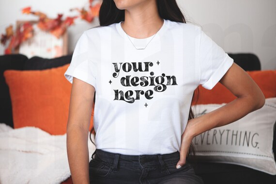 White Bella Canvas 3001 Mockup, Bella Canvas White, Halloween Mockup, Autumn Mockup, Fall TShirt Mockup, Boho Mockup, Cute Fall Mockup