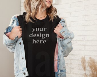 Bella Canvas 3001 Mockup, Bella Canvas Black, Shirt Mockup, Model Mockup, Bella Canvas Mockup, T Shirt Mock Up, Life style Mockup