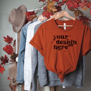 Autumn Bella Canvas 3001 Mockup, Fall T-Shirt Mockup, Bella Canvas Autumn Mockup, Halloween Hanging Mockup, T Shirt Mockup, Fall Mockup