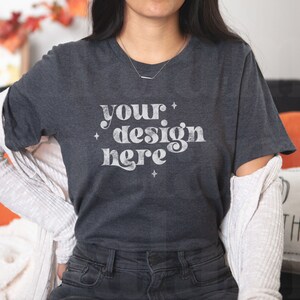Dark Grey Heather Mockup, Fall Mockup, Heather Grey Mockup, Bella Canvas 3001, Dark Grey Heather, Dark Grey Heather 3001 Mockup, Halloween