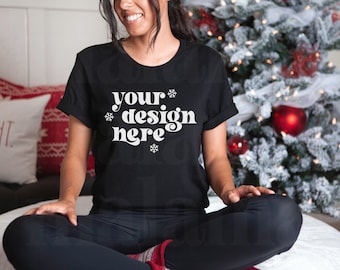 Zwart Bella Canvas 3001 Tshirt Mockup, Bella Canvas Shirt, 3001 Mockup, Black Mockup, Christmas Mockup, Model Mockup, Cute Mockup