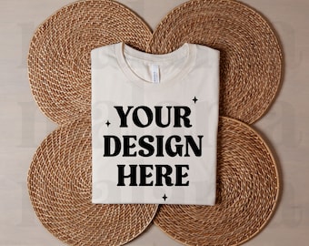 Bella Canvas 3001 Mockup Natural, 3001 Shirt Mockup, Natural Tshirt Mockup, Bella Canvas Mockup, Bella Canvas 3001 Natural Flat Lay