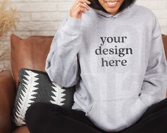 Gildan 18500 Maqueta, Gildan Sudadera Hoodie Maqueta, Sudadera Maqueta De Sudadera, Maqueta De Navidad, Maqueta De Camisa, Maqueta de Sudadera Con Hoodie, Maqueta de Sudadera Deportiva Gris