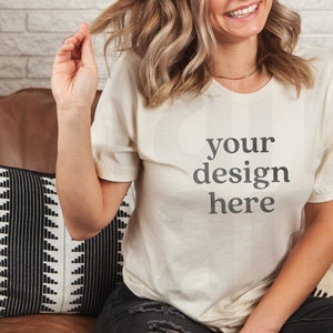 Soft Cream Bella Canvas 3001 Mockup, Soft Cream Unisex T-shirt Mock Up, T-Shirt Mockup, Flat Lay T-shirt Mock up, Tshirt Mockup, Soft Cream