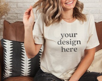Soft Cream Bella Canvas 3001 Mockup, Soft Cream Unisex T-shirt Mock Up, T-Shirt Mockup, Flat Lay T-shirt Mock up, Tshirt Mockup, Soft Cream