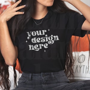 Black Bella Canvas Mockup, Halloween Mockup, Black 3001 Mockup, Bella Canvas 3001 Black T Shirt Mockup, Cute Tshirt Mockup, Boho Mockup