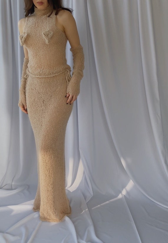 Pure Baby ALPACA Eco Maxi HAND KNITTED See Through Skirt