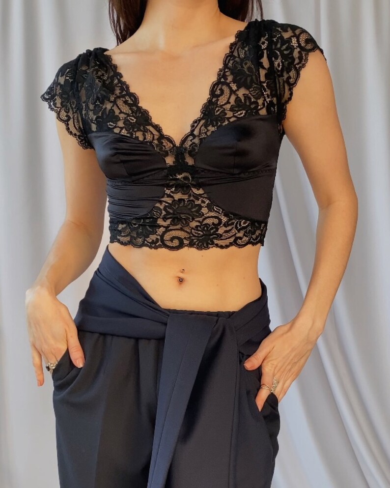 Chemise La Perla Malizia Noire Rembourrée Taille 38 - Rare Modèle œil à Crochet Réglable