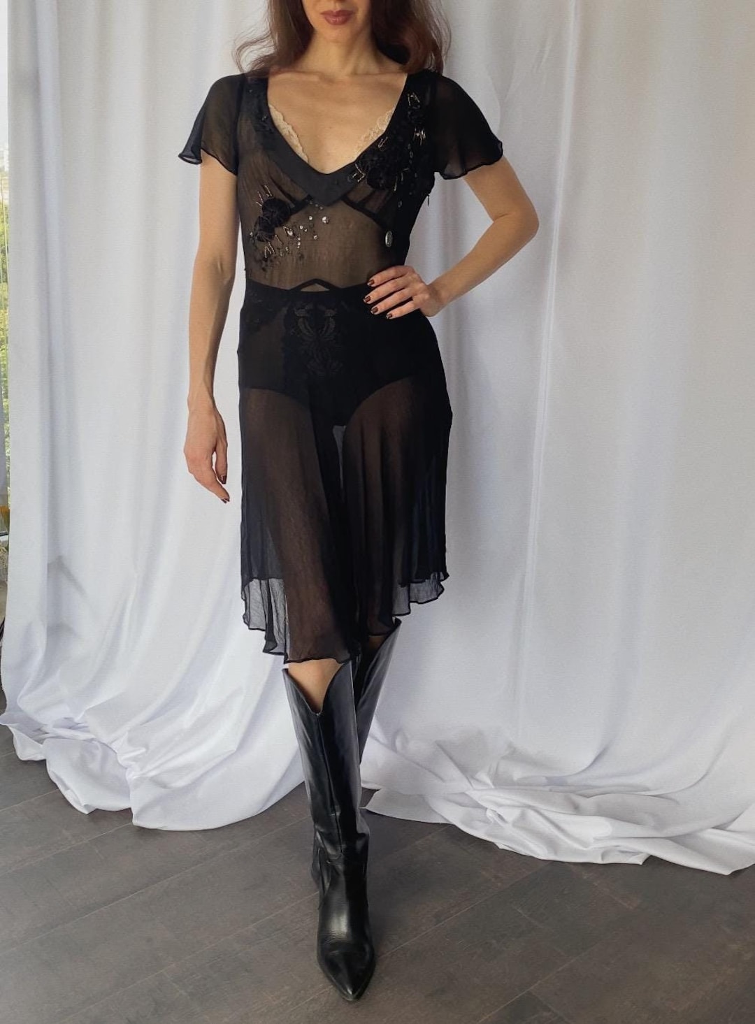 F/W 2009 Vintage JOHN GALLIANO Iconic Russian/balkan Winter Collection Bias  Cut Sheer Dress With Slip, Y2k/00s Designer Short Cocktail Dress - Etsy