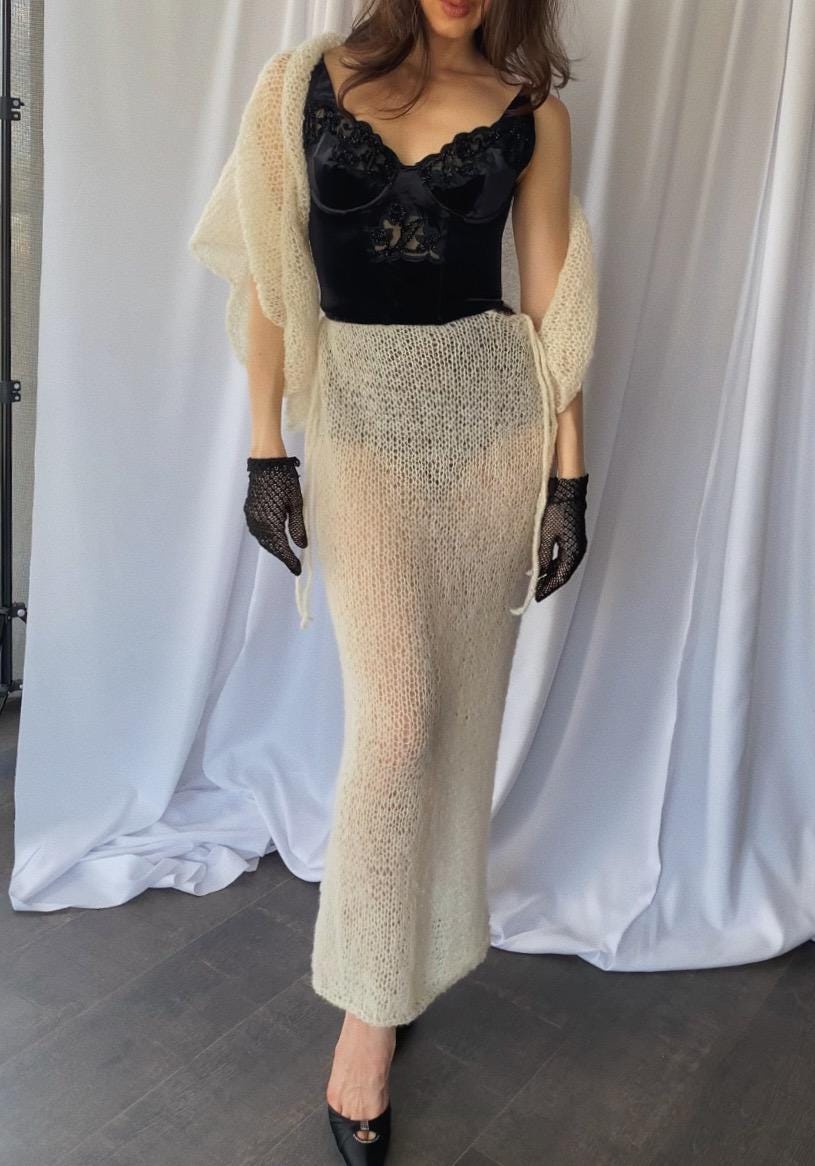 nknit alpaca sheer KNIT skirt NKNIT knit skirt