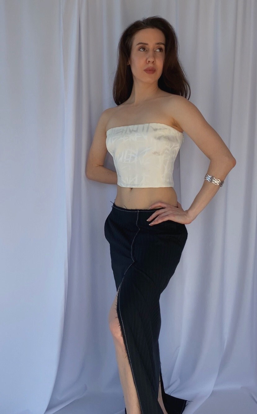 Silk strapless deals top