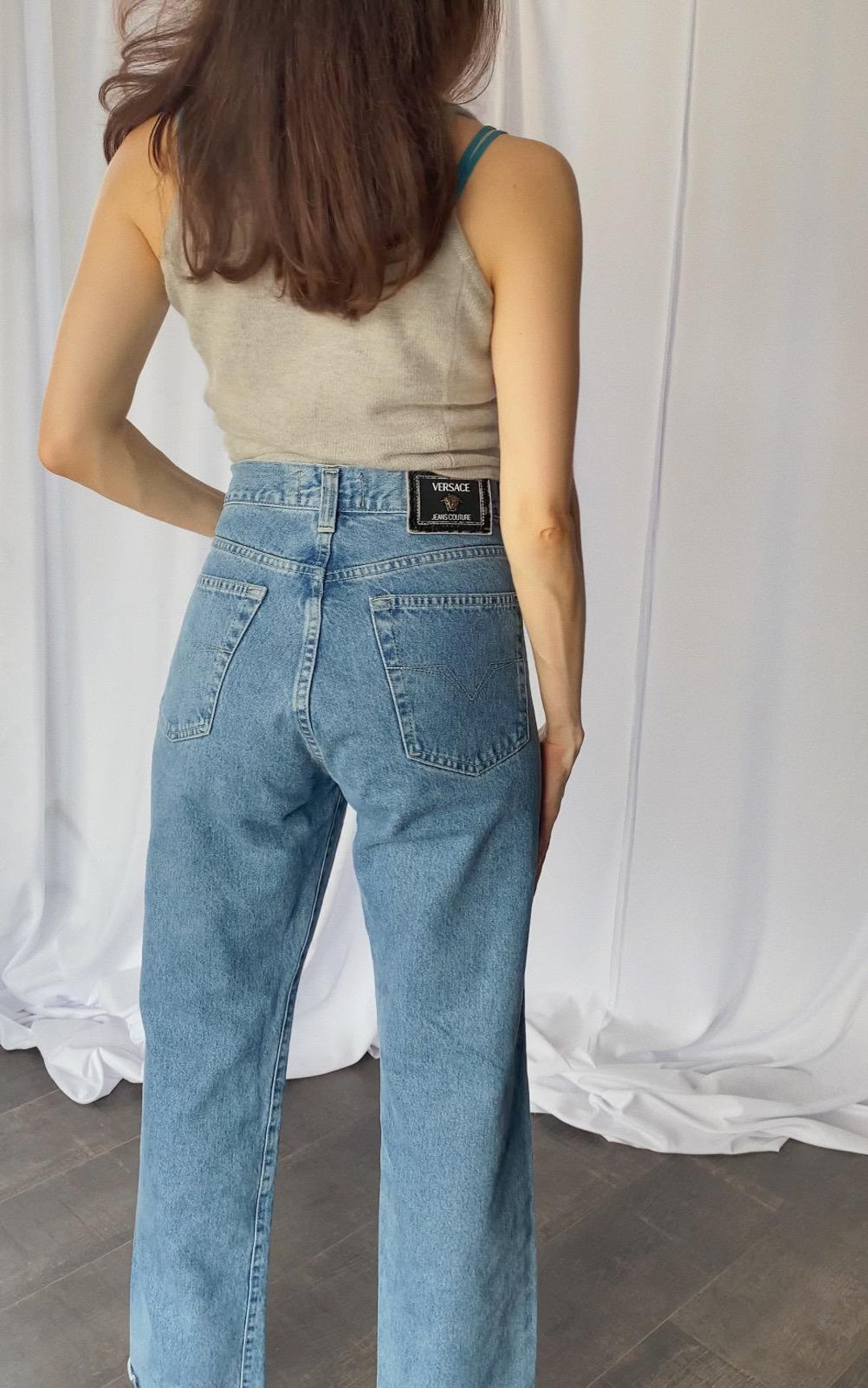 Size 33/47 M/L 90s Vintage VERSACE JEANS Couture Light Blue Denim