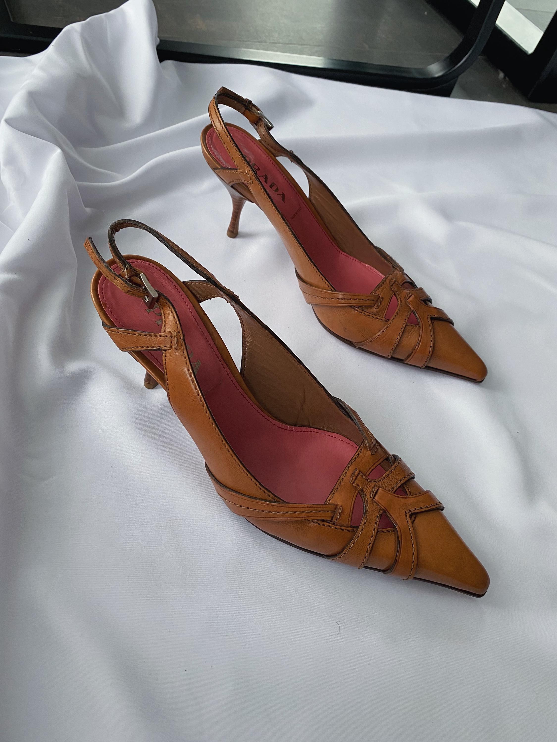 サイズ 36.5 90年代ヴィンテージ PRADA スリングバック ポインテッド