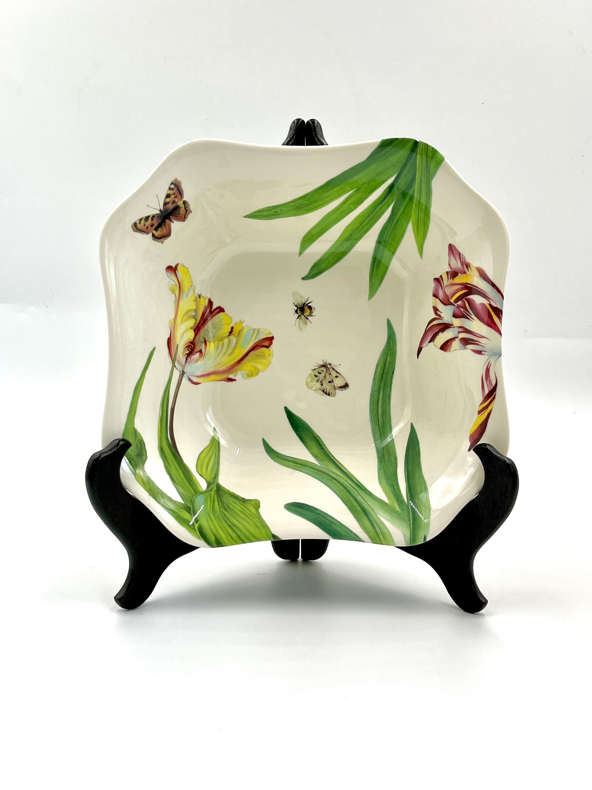 Spode Floral Haven 9 Inch Square Serving Bowl Discontinued Etsy