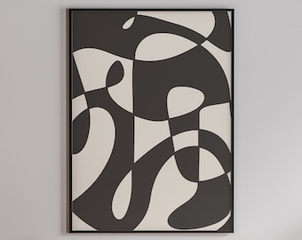 Abstract Printable Wall Art Black and White Modern Aesthetic Print Minimalist Poster Instant Download