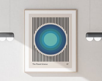 Vintage Space Bauhaus Poster, Space Home Decore, Retro Space Wall Art, Abstract Printable Art, Modern Wall Art