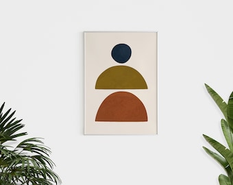 Mid Century Modern Abstract Art Print, Geometric Shapes (Digital Download)