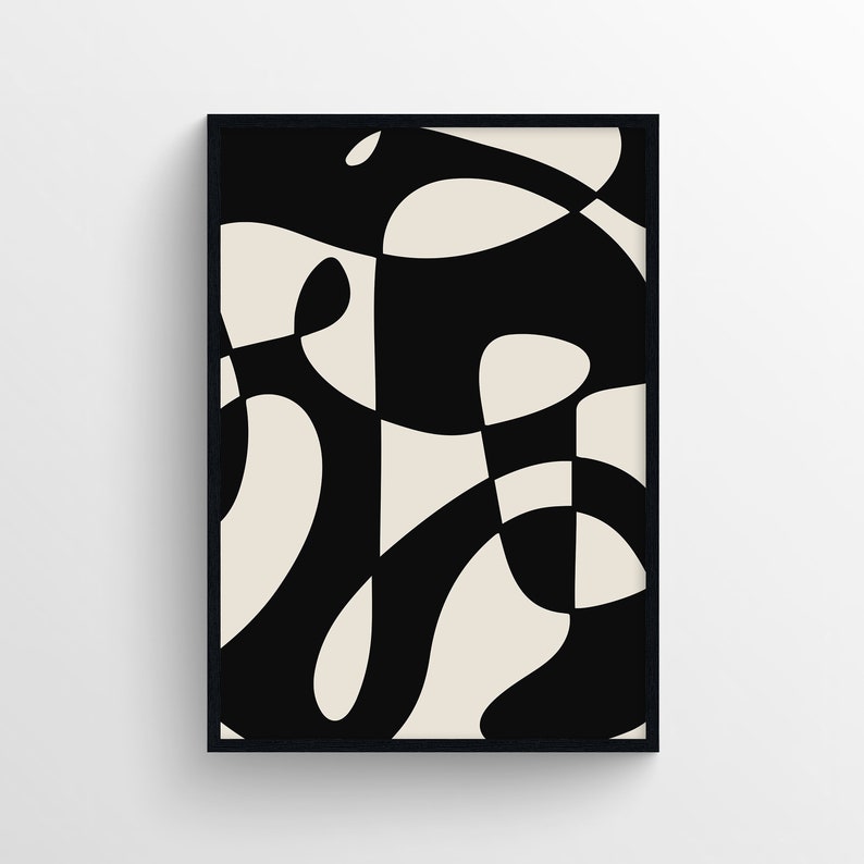 Abstract Printable Wall Art Black and White Modern Aesthetic Etsy