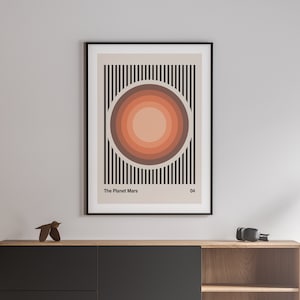 Vintage Space Poster, Retro Wall Art Print, Bauhaus Poster, Minimalist Print, Mid Century Modern Art, Eclectic Wall Decor, Planets Art