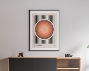 Vintage Space Poster, Retro Wall Art Print, Bauhaus Poster, Minimalist Print, Mid Century Modern Art, Eclectic Wall Decor, Planets Art