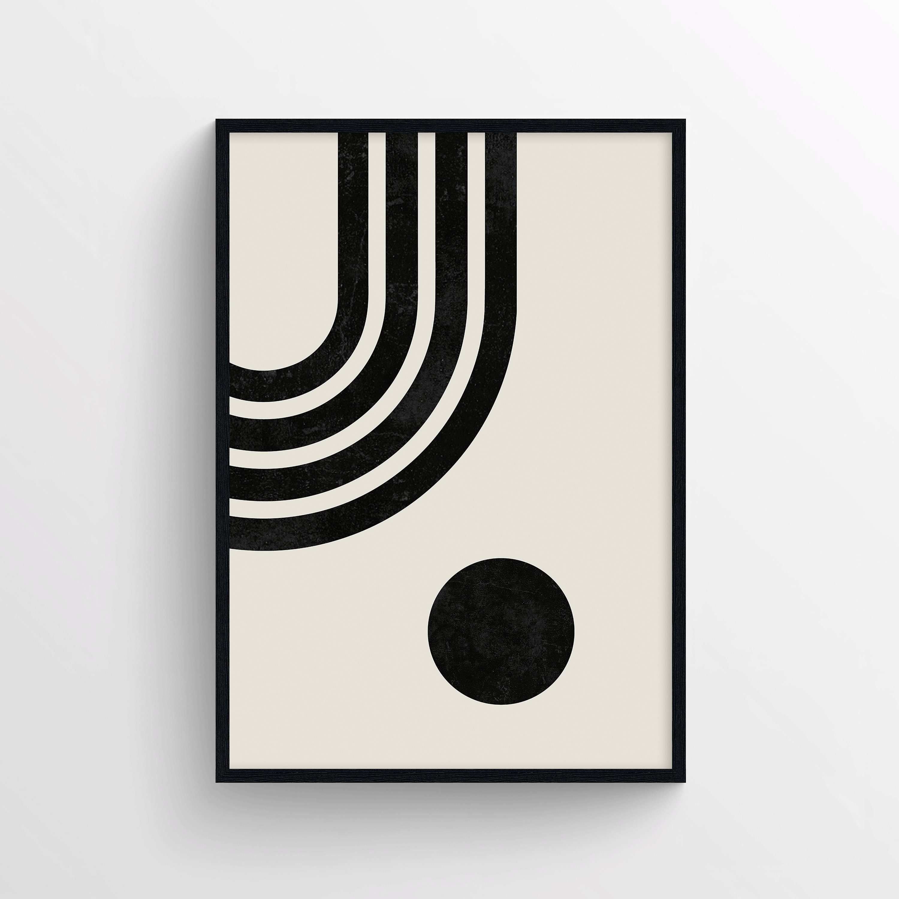 Mid Century Modern Wall Art Print Set of 3, Neutral Abstract Geometric ...