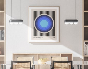 Retro Space Printable Wall Art, Vintage Space Poster, Downloadable Art Print, Mid Century Modern Print, Bauhaus Poster, Abstract Wall Art
