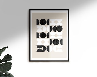 Geometric Mid Century Modern Art Print, Neutral Boho Decor (Digital Download)
