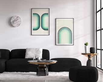 Wandbild-Set im Mid-Century-Modern-Stil, geometrisch-abstrakt (Digitaler Download)
