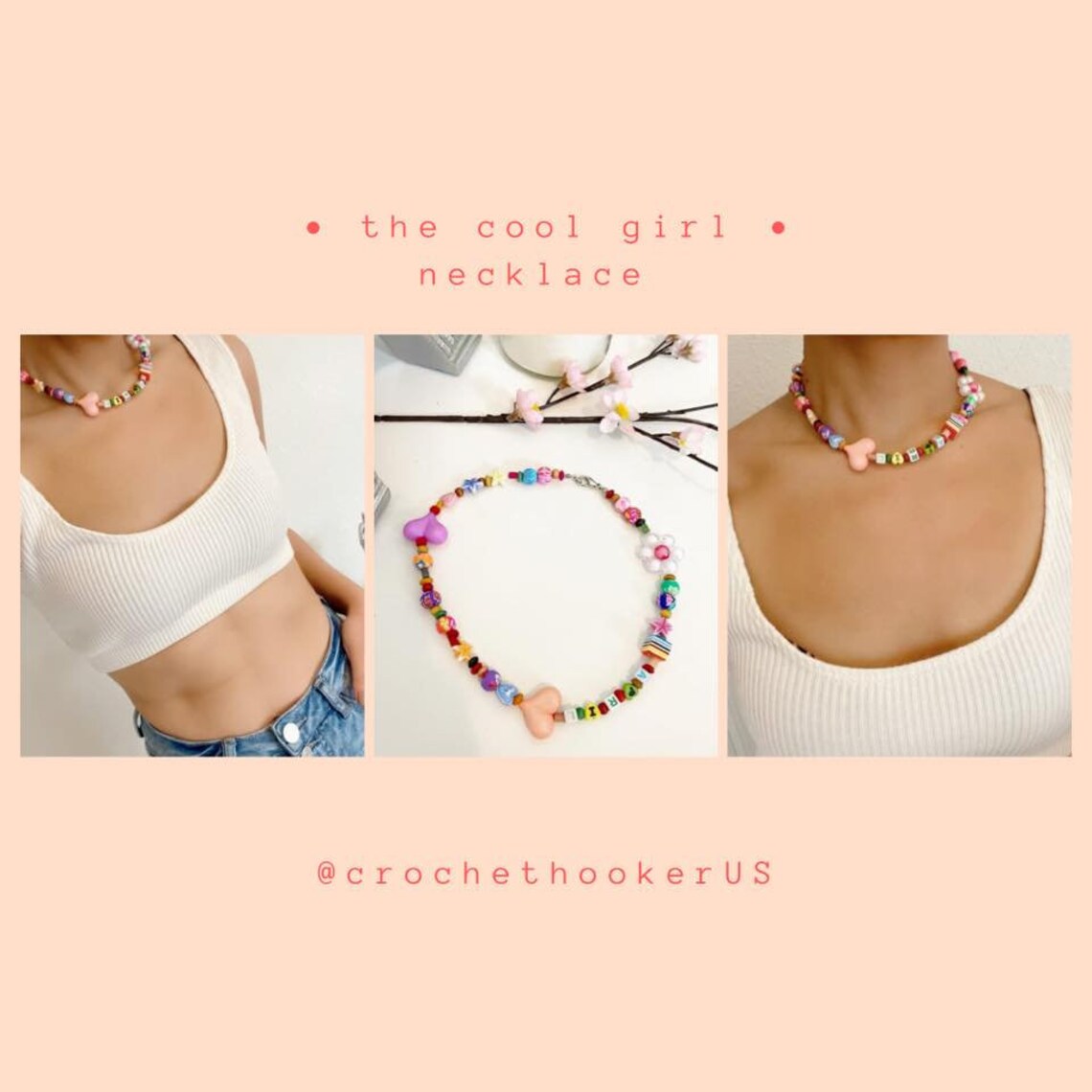 Viral TikTok Trend Necklace/Choker/Clasp Cord APRIL Beaded Etsy