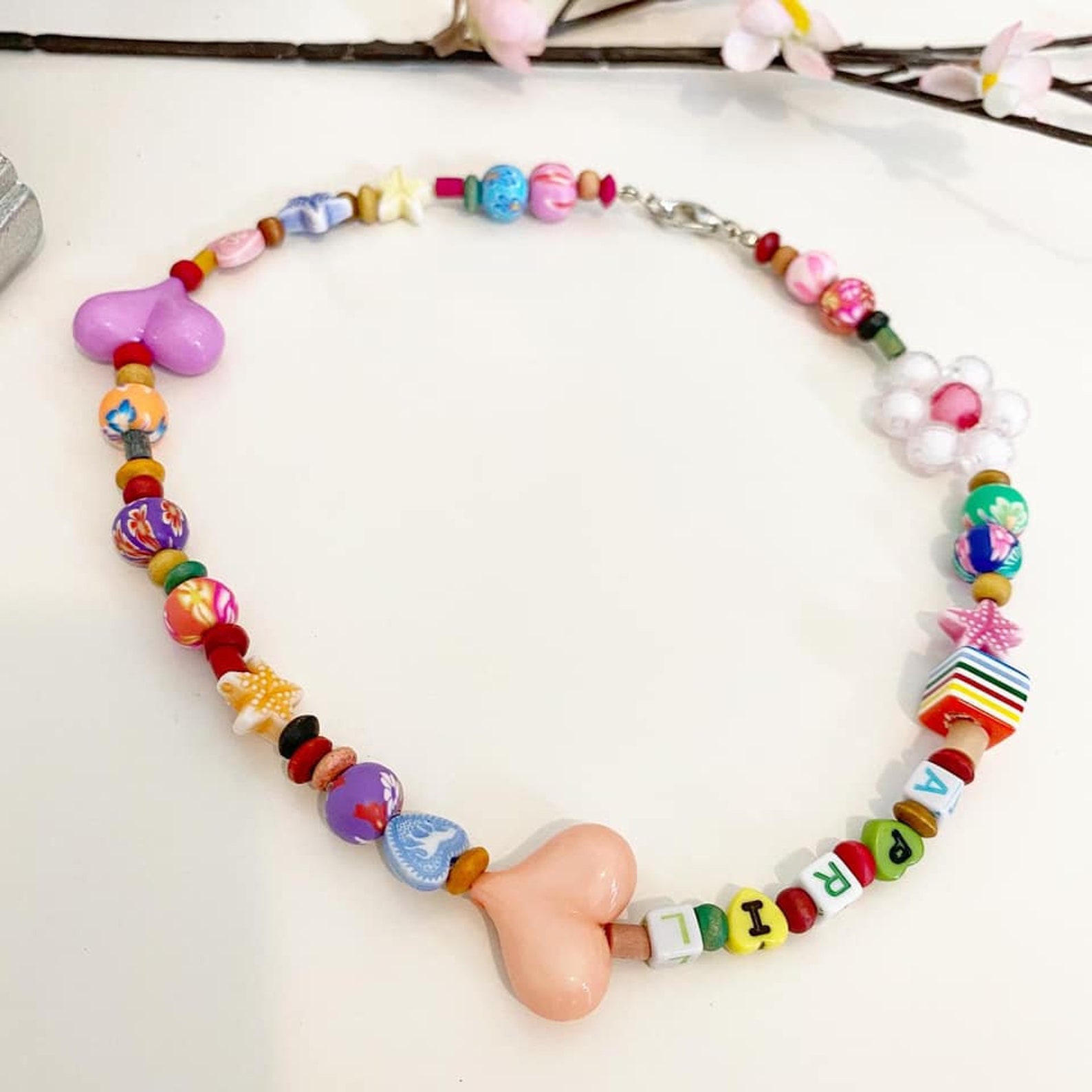 Viral TikTok Trend Necklace/Choker/Clasp Cord APRIL Beaded Etsy