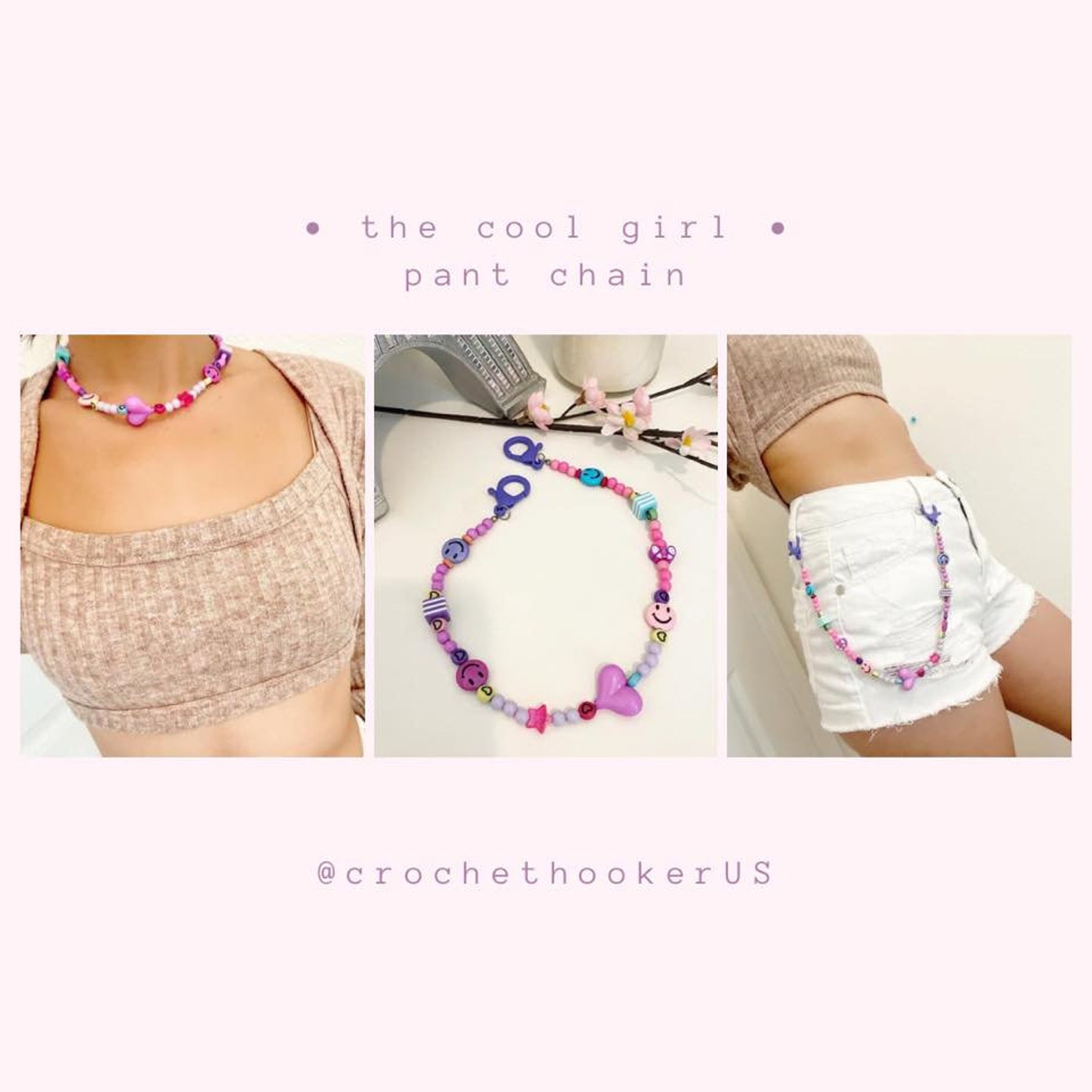 Viral TikTok Trend Pant Chain Collar con cuentas Etsy