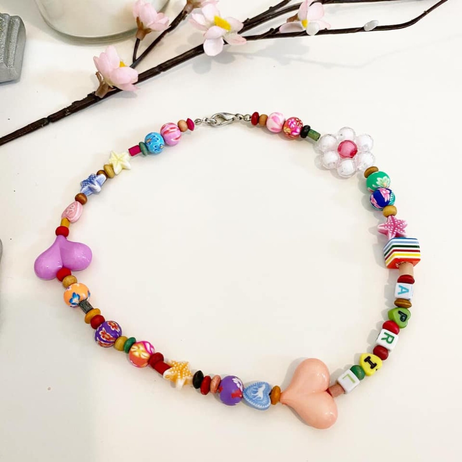 Viral TikTok Trend Necklace/Choker/Clasp Cord APRIL Beaded Etsy