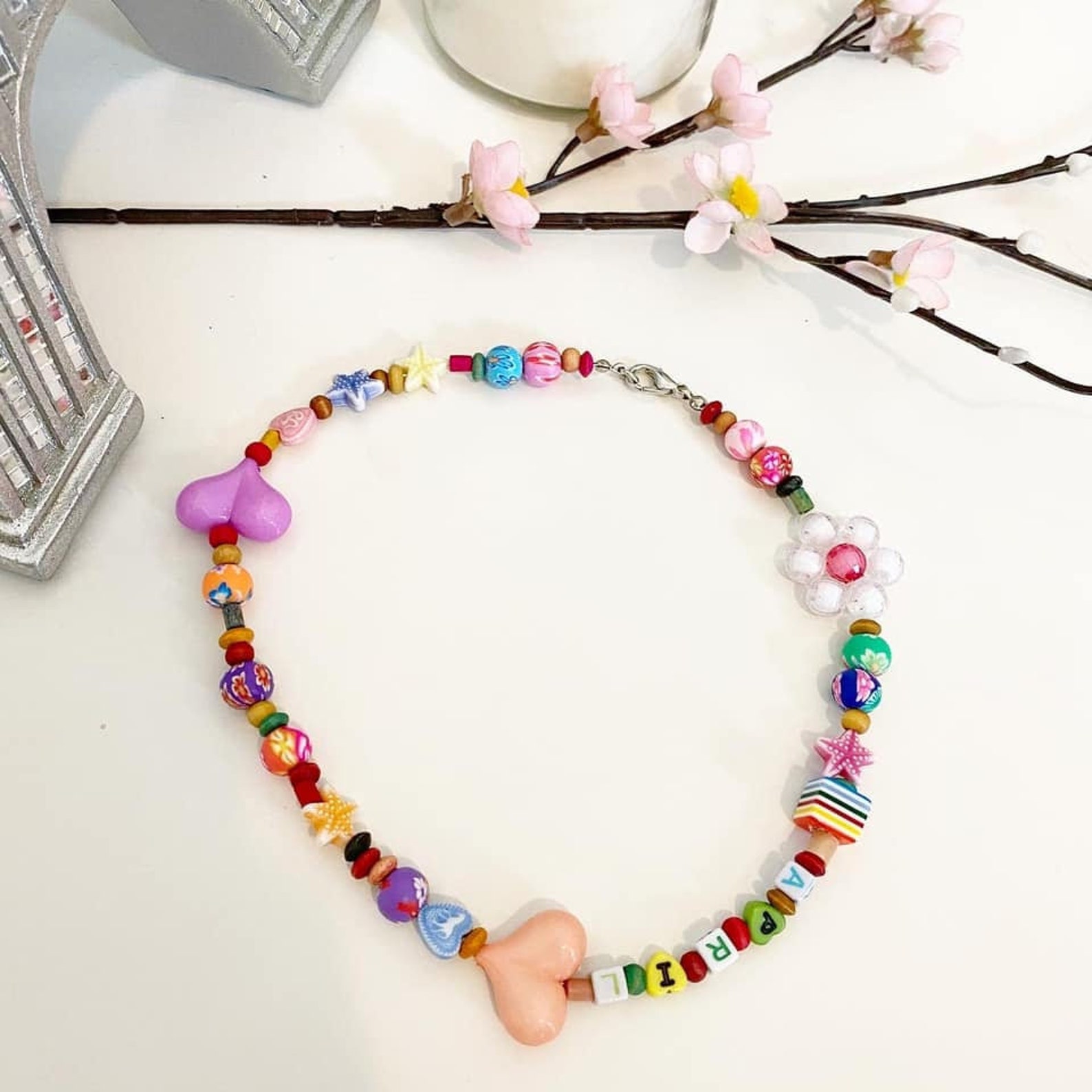 Viral TikTok Trend Necklace/Choker/Clasp Cord APRIL Beaded Etsy