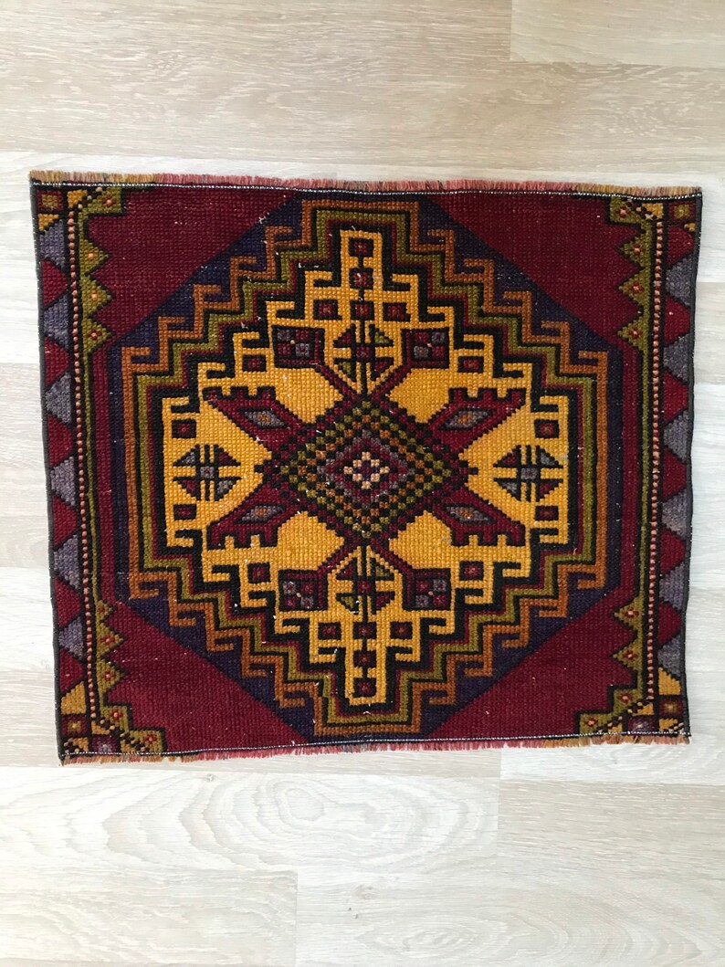 Door mat 2,0 x 1,8 ft Turkish Rug Runner V\u0131ntage Rug Small Rug Overdyed Rug Carpet Rug Over