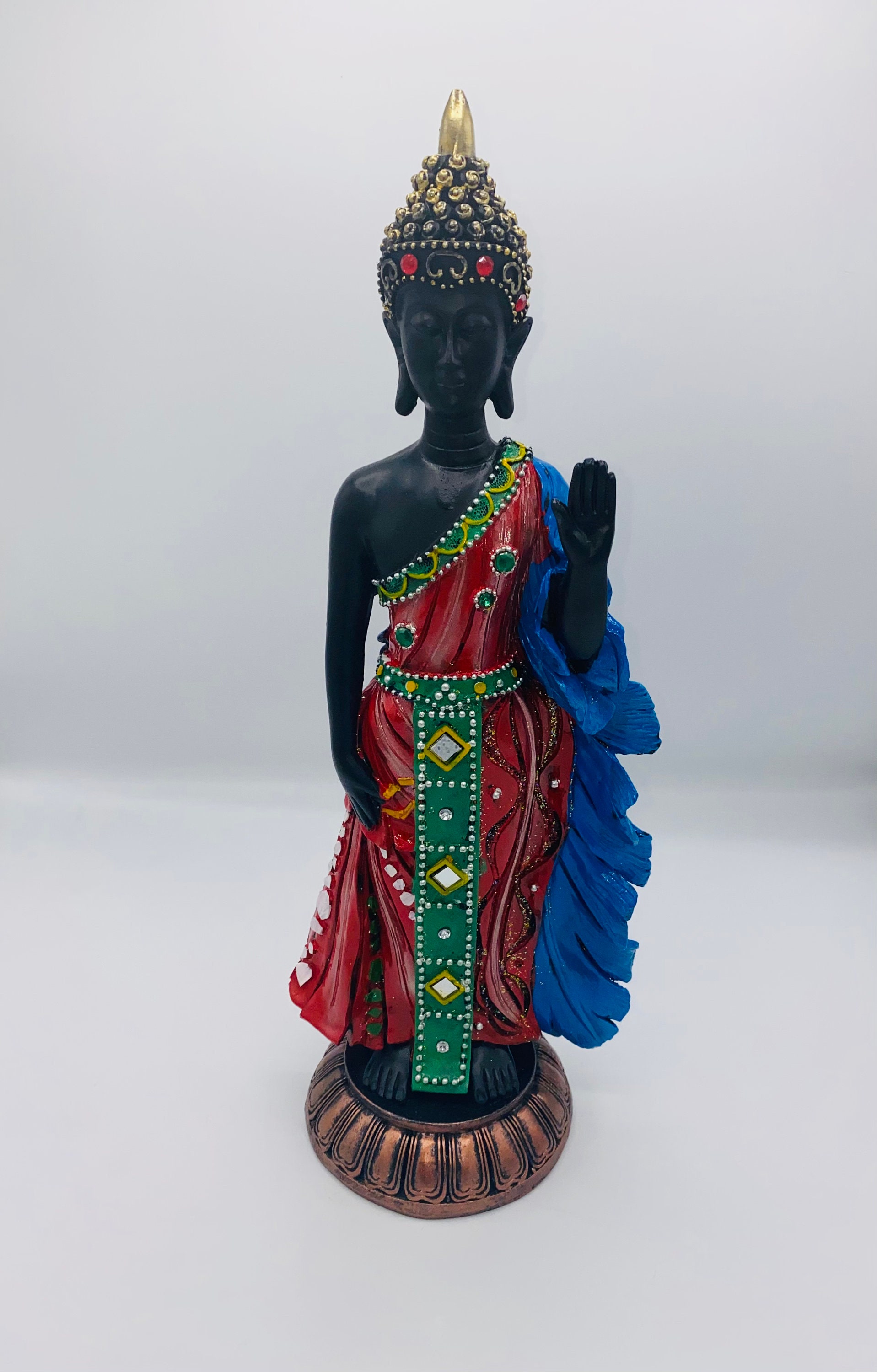 MultiColor Standing Buddha Statue Meditating Peace Harmony Etsy