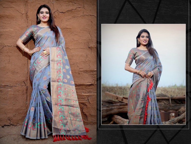 indian saree saree dress Traditional Kanchipuram Silk saree with Jacquard weaving and blouse for women dress for women silk saree