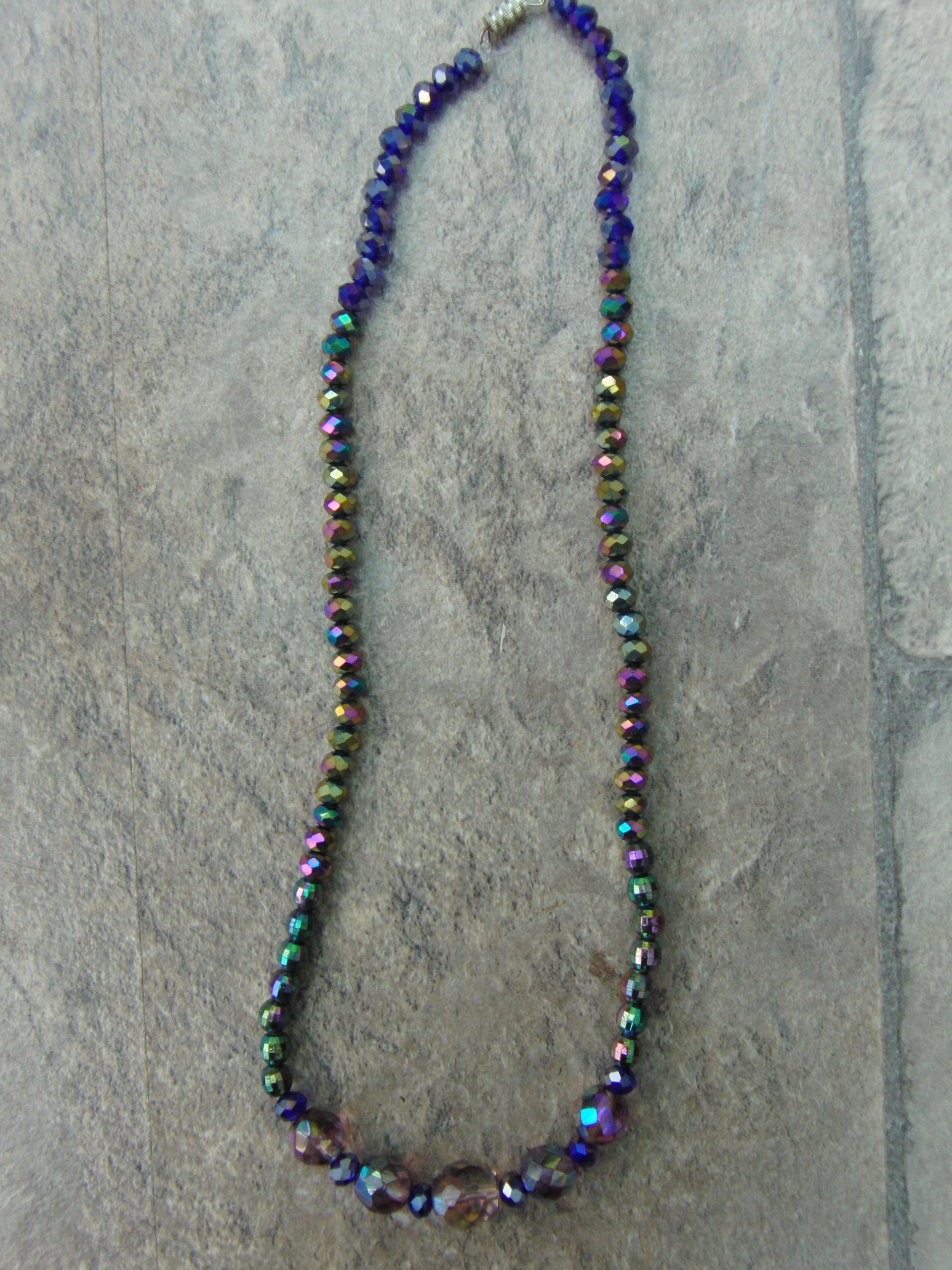 Beaded Elasticated Necklace with Barrel Fixing Crystal Effect Etsy