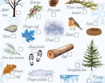 Winter Scavenger Hunt Printable for Kids | Outdoor Nature Walk Game | Winter Activity Sheet | Family Nature Hunt | Instant Download
