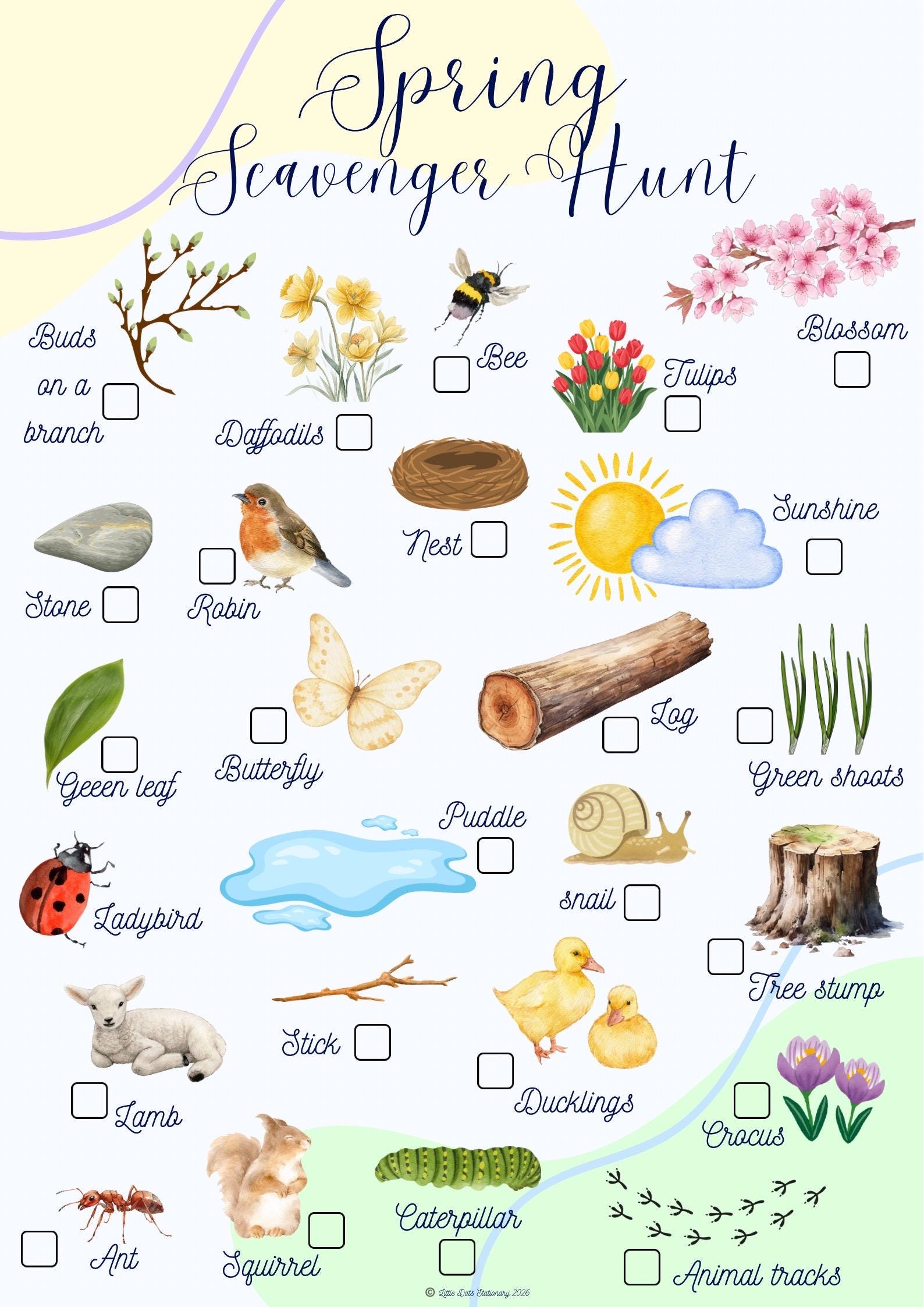 Spring Scavenger Hunt Printable for Kids – Nature Walk Checklist for ...