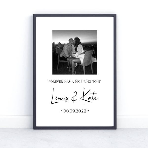 Engagement Print, Engagement Gift, Newly Engaged Couple Photo Personalised Print, Fiancé Gift, Proposal Print, New Engaged Keepsake, Fiancé