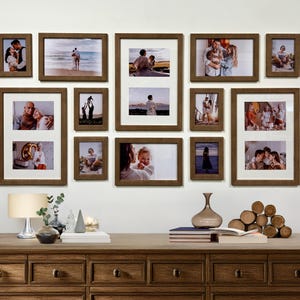 Conjunto de molduras de madeira - decoração para casa nova, colagem de fotos personalizada, molduras de galeria rústicas, arte de parede grande de fazenda, presente para família, inauguração de casa