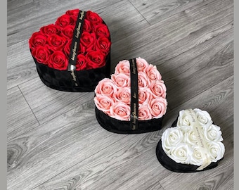 Love Heart Velvet Premium Silk Rose Box- Hatbox, Home Decor, Flower Box, Mother's Day Gift, Anniversary, Valentines Day Gift