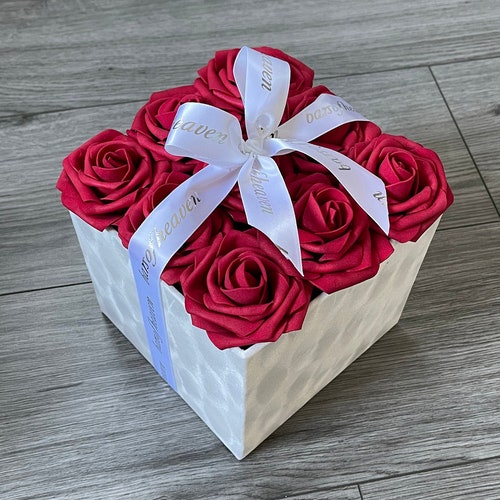 Luxury Rose Velvet Box Gift Hamper Hatbox Home Decor Flower Etsy