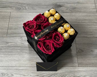 Large Ferrero Premium Velvet Rose Box- Hatbox, Christmas gifts, Flower Arrangement, Anniversary, Flower Arrangement, Flower box