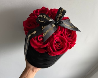 Premium Velvet Rose Box Gift-Hatbox, Flower Arrangement, Floral Decoration, Mother's Day, Flower Box, Forever Roses, Anniversary