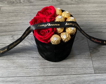 Premium Small Velvet Rose Box- Hatbox, Home Decor, Valentines Day, Anniversary, Flower Arrangement, Flower box, Wedding Hamper,