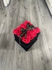 Luxury Square Rose Velvet Hatbox Hamper-BLACK- Hatbox, Home Decor, Flower Arrangement, Flower Bouquet, Mother's Day, Flower Box 
